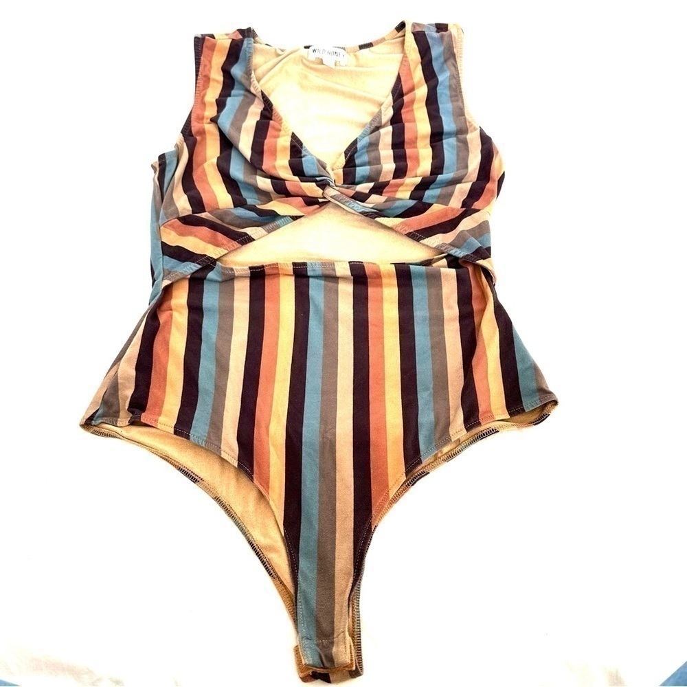 Wild Honey Cut out Stripe Bodysuit size L